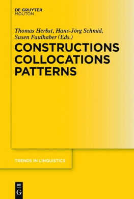 Thomas Herbst Constructions Collocations Patterns