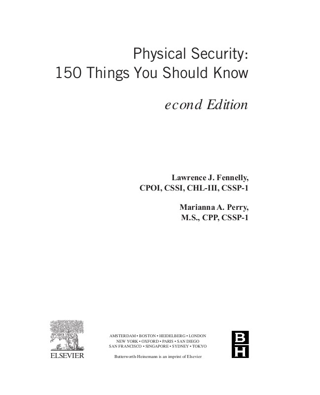 Physical Security 150 Things You Should Know Second Edition Lawrence J - photo 1