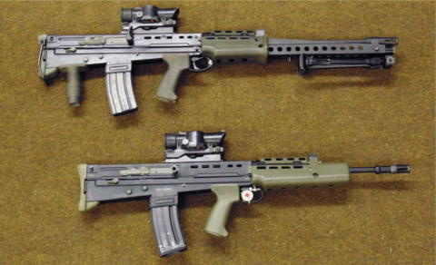 The main weapons of the SA80 system the L85A2 Individual Weapon below and - photo 3