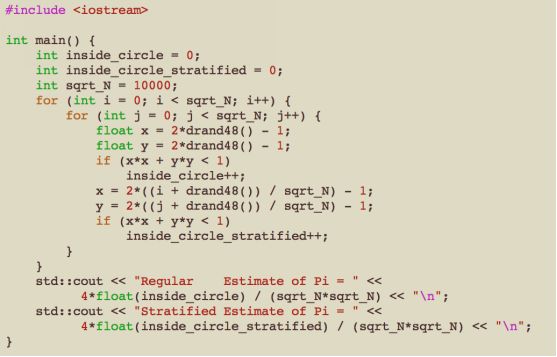 I get Regular Estimate of Pi 31415 Stratified Estimate of Pi 314159 - photo 5