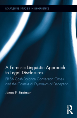 James Stratman A Forensic Linguistic Approach to Legal Disclosures: ERISA Cash Balance Conversion Cases and the Contextual Dynamics of Deception