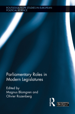 Magnus Blomgren Parliamentary Roles in Modern Legislatures