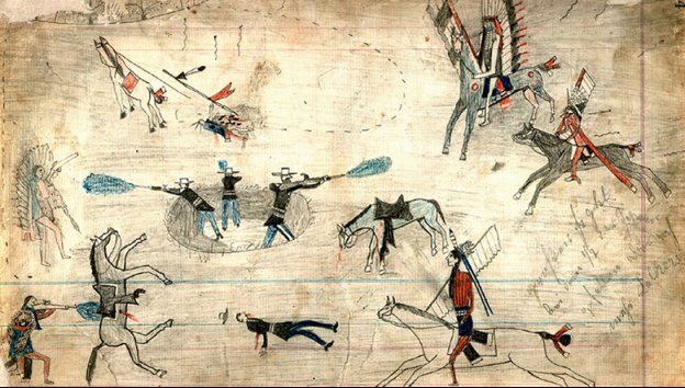 A Kiowa drawing believed to depict the Buffalo Wallow Battle during the war - photo 1