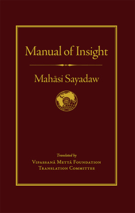 Mahāsi Sayadaw - Manual of Insight