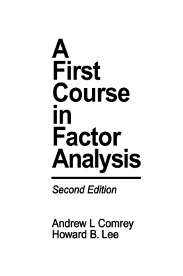 Andrew L. Comrey - A First Course in Factor Analysis