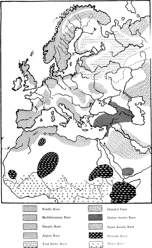 Hans Gnthers map of individual races H Gnther The Racial Elements of - photo 13