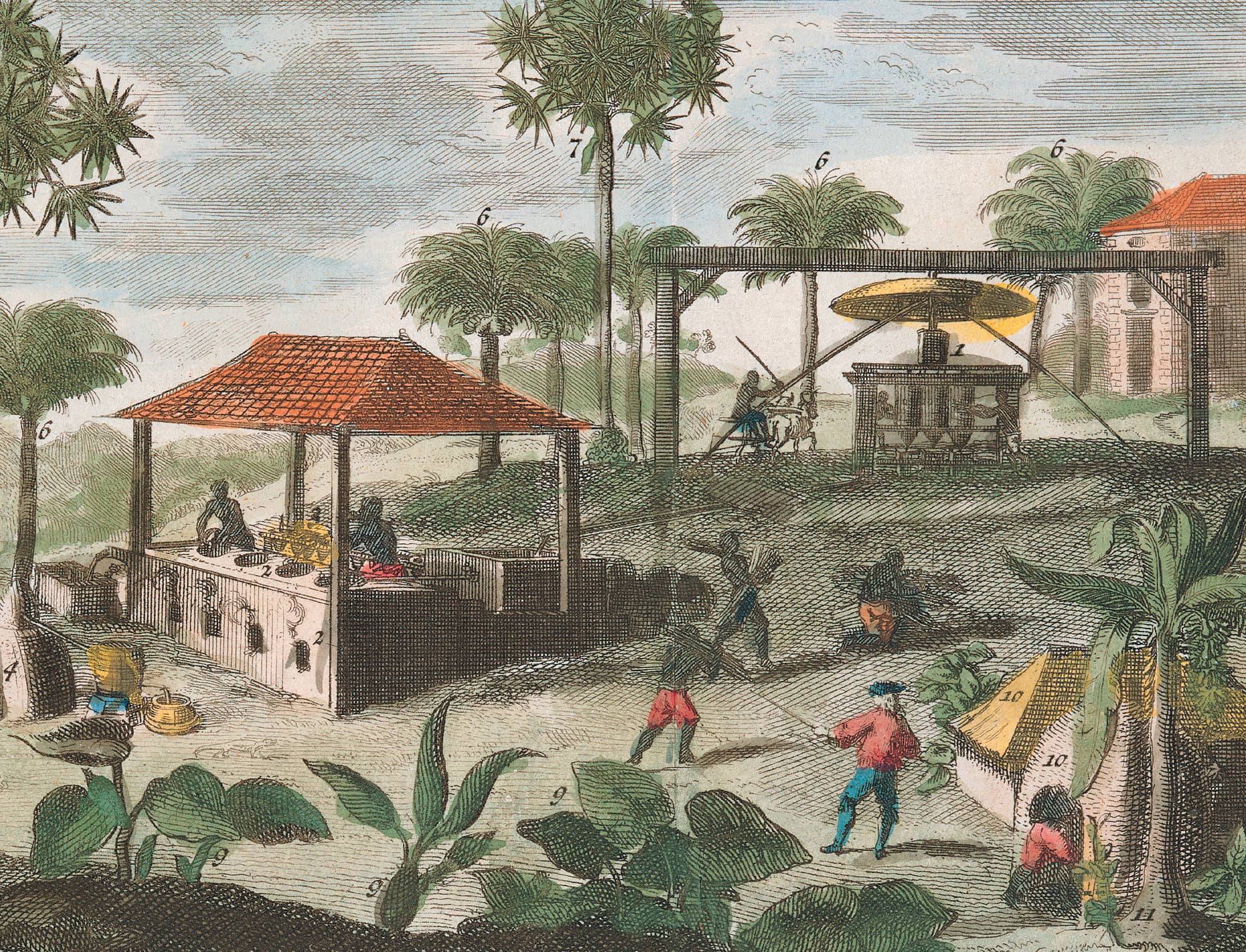 A seventeenth-century engraving depicting a sugar refinery in the French - photo 9