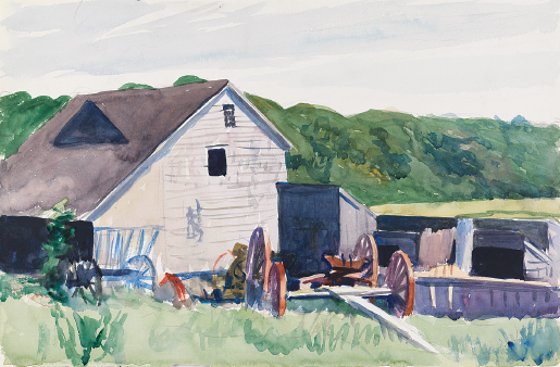 Pl 2 Edward Hopper Farm Building with Haywagon 1927 Watercolor and - photo 2