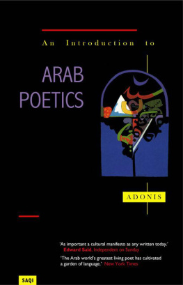 Adonis An Introduction to Arab Poetics