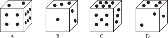 On the four dice above the opposite faces total seven but one of the pictures - photo 4