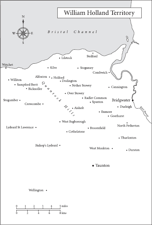 Map showing the main places around Over Stowey in Somerset where William - photo 6