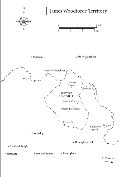 Map showing the main places around Weston Longville in Norfolk where James - photo 7