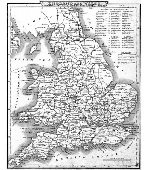 The counties of England and Wales in 1809 with major place-names and mail - photo 8