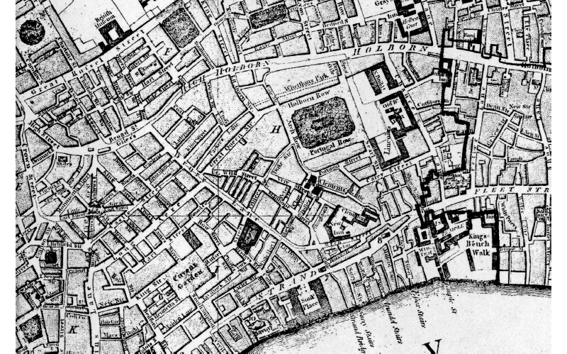 Detail from a 1797 map of London with Holborn running from east to west St - photo 10