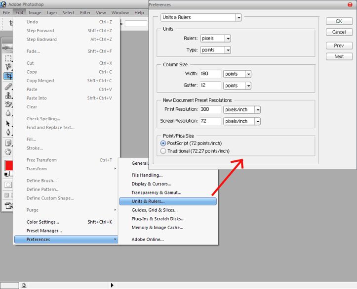 A dialog box will appear Under Units click the menu next to Rulers select - photo 3