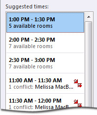 Note If the Room Finder pane doesnt appear on the Meeting tab in the Options - photo 2