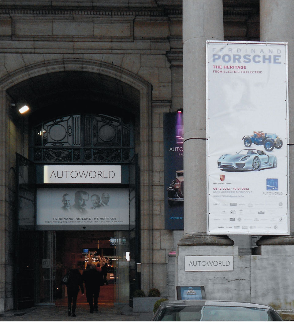 Autoworld main entrance with posters announcing the exhibition - photo 5