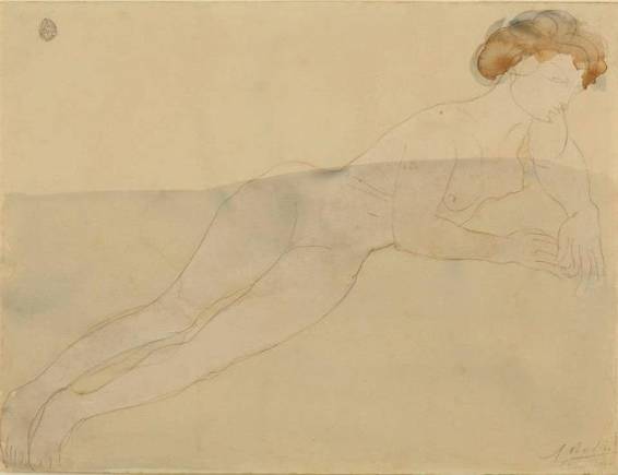 Nude Study Undated Watercolor with graphite on paper Kneeling Woman c - photo 6