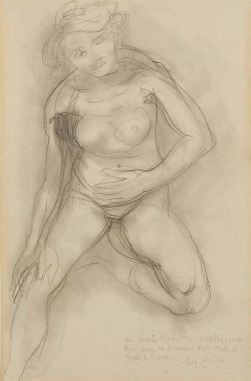 Naked woman sitting 1900 graphite on paper Woman draped 1917 graphite on - photo 8