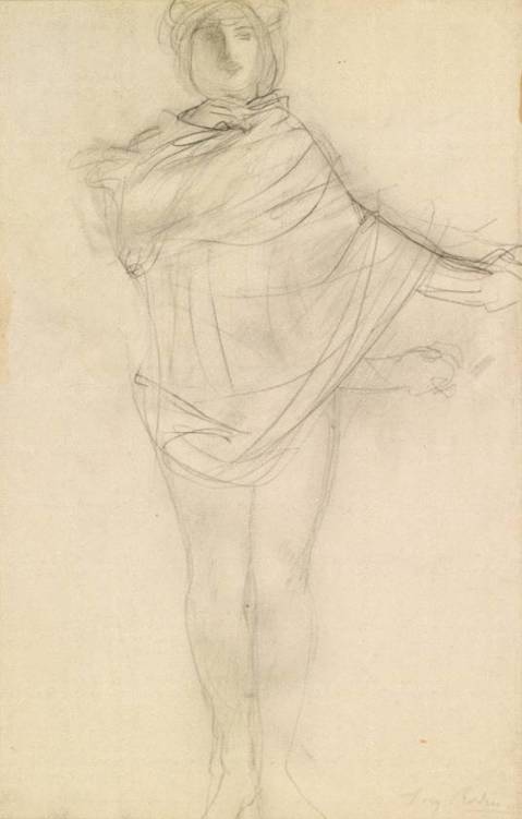 Woman draped 1917 graphite on paper Female Nude from Behind a Scarf - photo 9