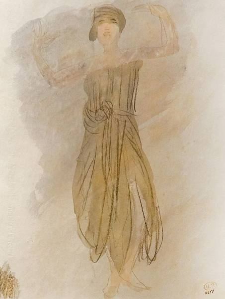 Cambodian dancer 1906 Watercolor with graphite on paper Nude lying - photo 16