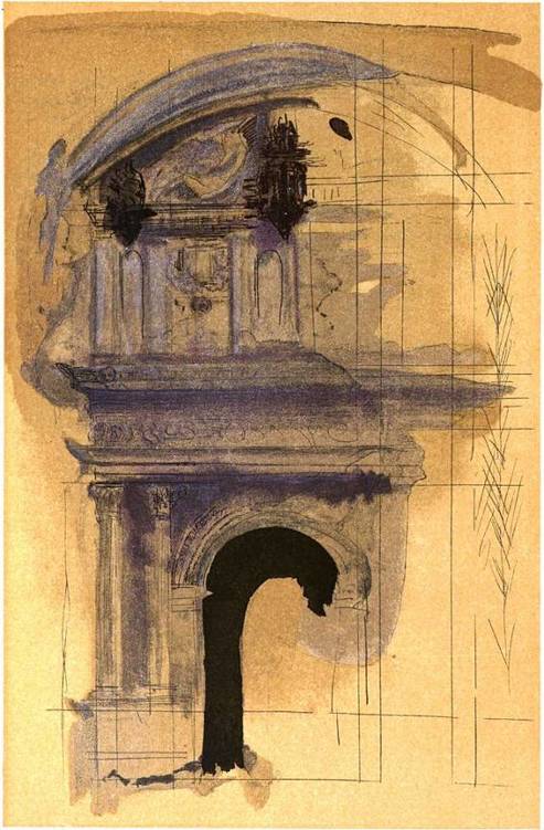 The cathedrals of France 1914 Watercolor with graphite on paper Portrait - photo 25