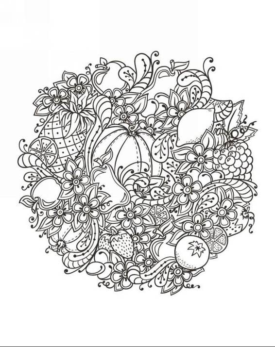 Zendoodle Coloring Colorful Nature 30 Art Therapy Designs with Fruits Vegetables and Butterflies to Color and Exhibit - photo 21