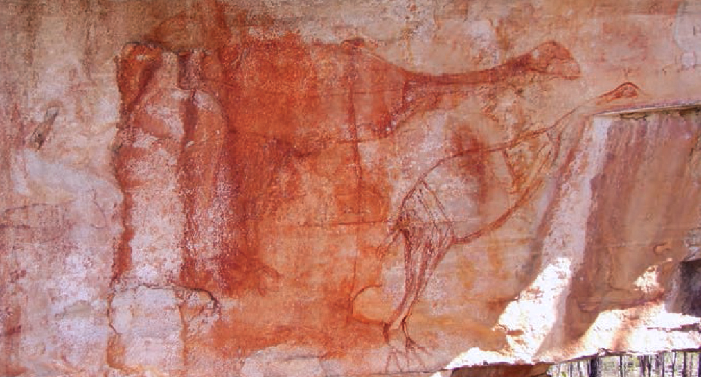 This red ochre rock art painting is thought to represent two flightless - photo 3