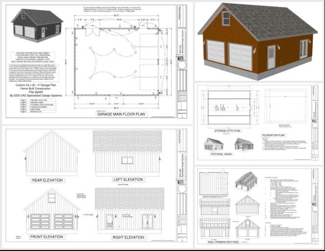 50 Contractor Garage Plans Construction Blueprints Sheds Barns Garages Apartment Garages - photo 3