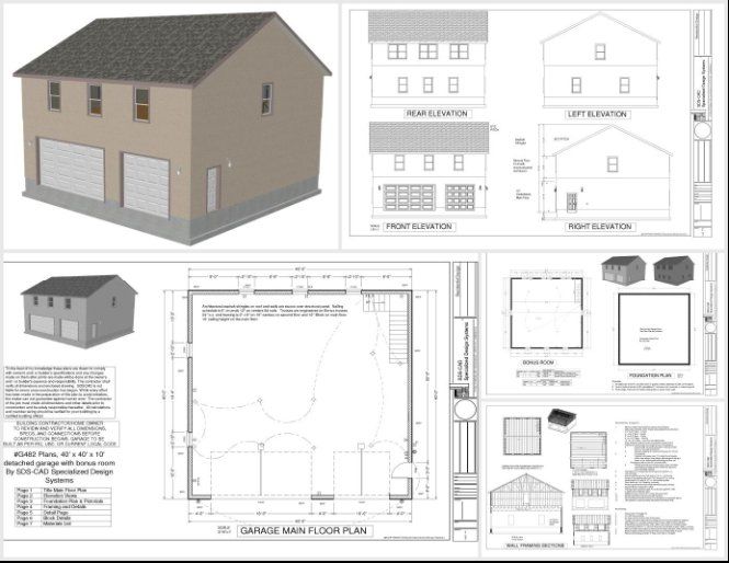 50 Contractor Garage Plans Construction Blueprints Sheds Barns Garages Apartment Garages - photo 4