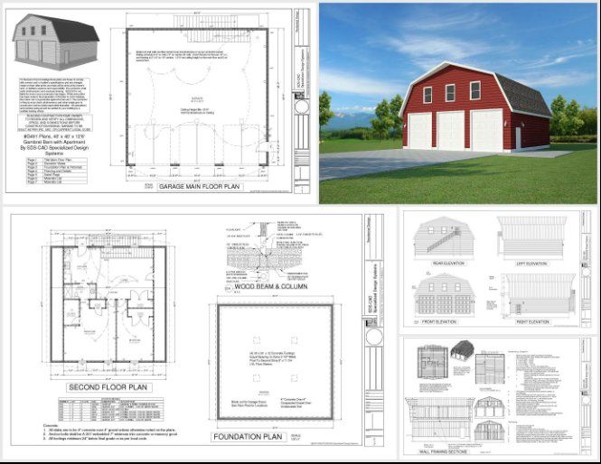 50 Contractor Garage Plans Construction Blueprints Sheds Barns Garages Apartment Garages - photo 6