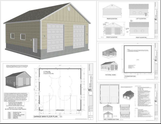 50 Contractor Garage Plans Construction Blueprints Sheds Barns Garages Apartment Garages - photo 11