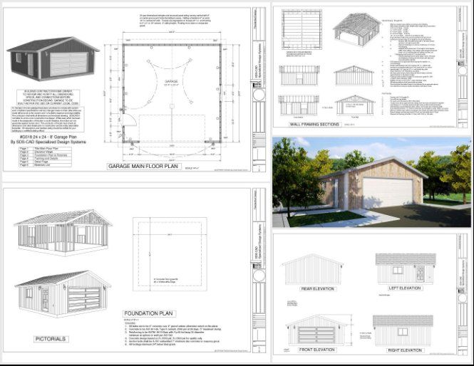 50 Contractor Garage Plans Construction Blueprints Sheds Barns Garages Apartment Garages - photo 14