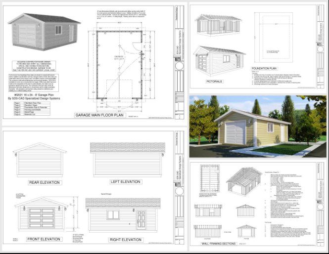 50 Contractor Garage Plans Construction Blueprints Sheds Barns Garages Apartment Garages - photo 15