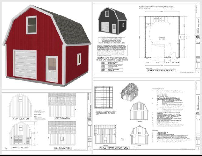 50 Contractor Garage Plans Construction Blueprints Sheds Barns Garages Apartment Garages - photo 16