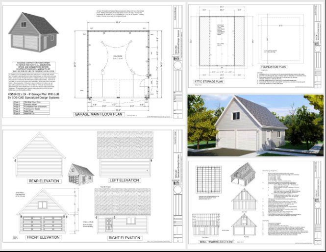 50 Contractor Garage Plans Construction Blueprints Sheds Barns Garages Apartment Garages - photo 17