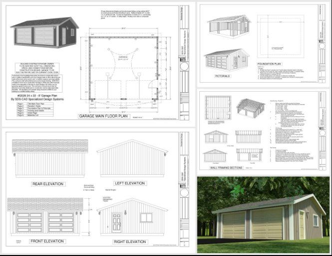 50 Contractor Garage Plans Construction Blueprints Sheds Barns Garages Apartment Garages - photo 19