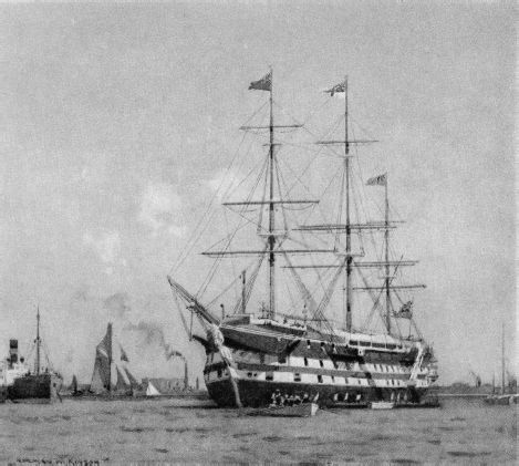 Training ship HMS Worcester on the River Thames From a painting by Norman - photo 1