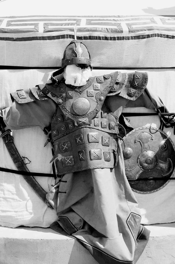 Mongol leather armor over a felt deel or degel the traditional Mongol robe - photo 11