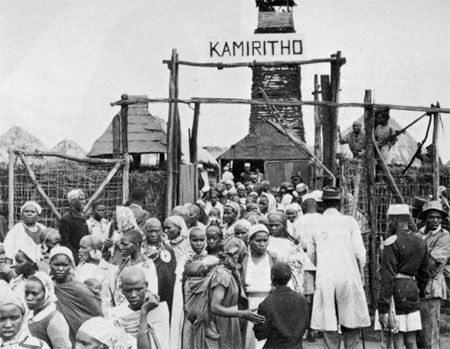 Local Kikuyu residents leaving Kamiritho Home Guard Post having gathered there - photo 21