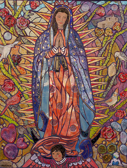 Our Lady of Guadalupe handmade and hand-painted tile mosaic by Ginny Moss - photo 2