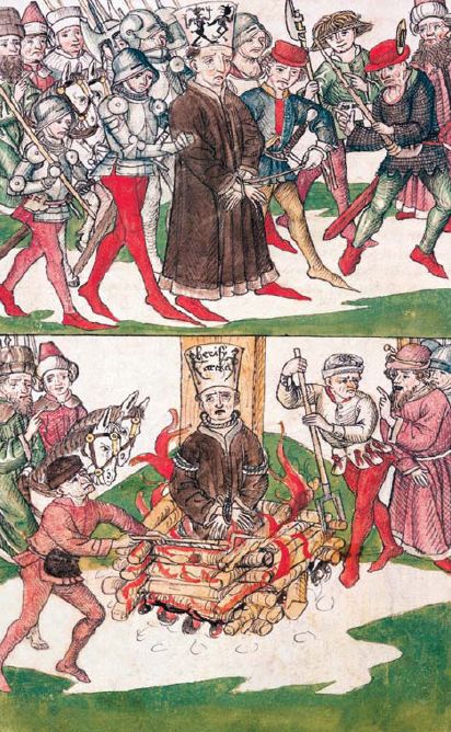 A contemporary woodcut depicting the burning of the Czech religious reformer - photo 5
