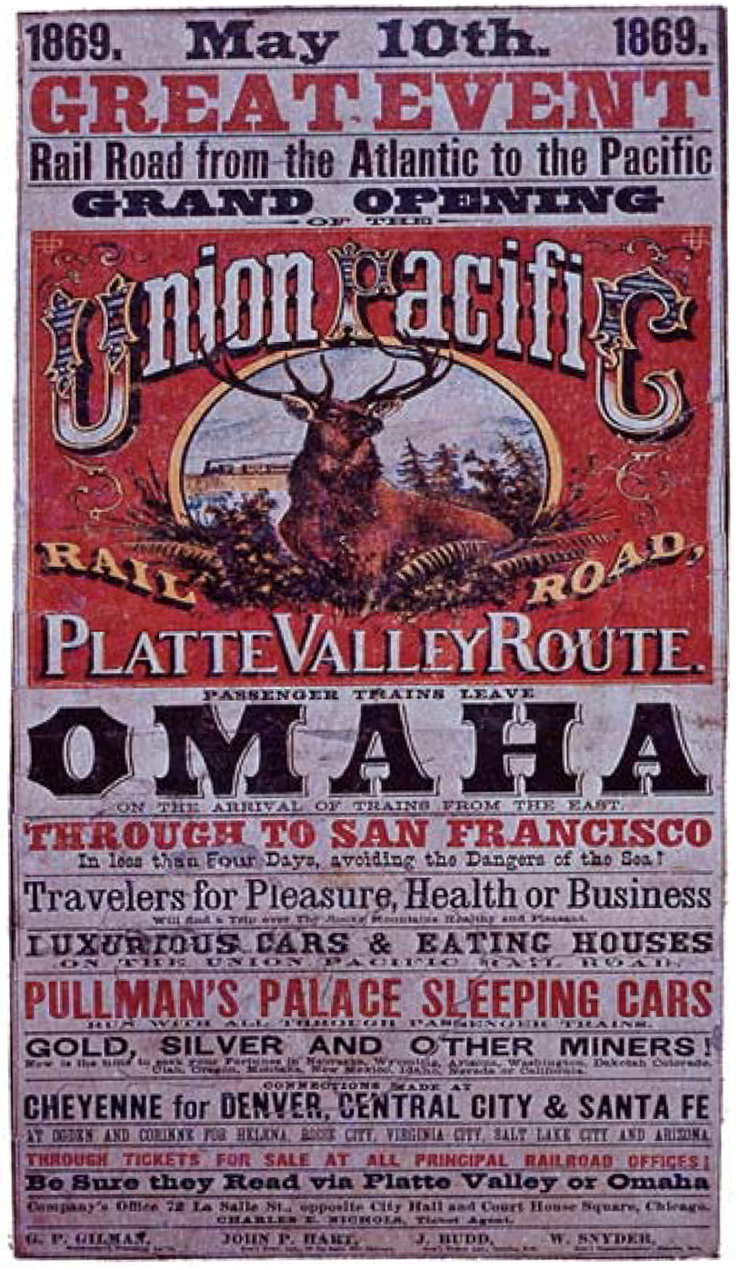 Poster advertising the grand opening of the Union Pacific Railroad route from - photo 7