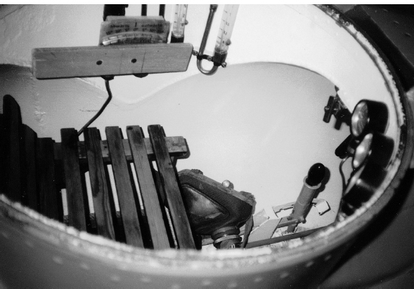 The spartan cockpit of the Marder Control stick above it the release lever - photo 14