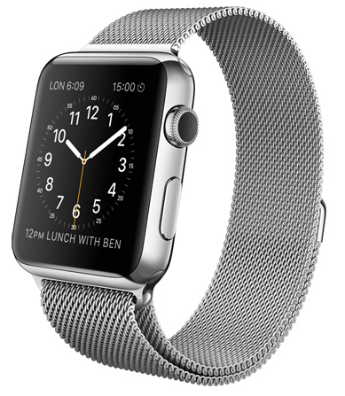 The stainless steel Apple Watch is shown with the Milanese Loupe band Apple - photo 4