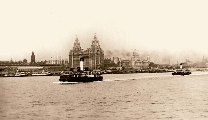 The New Brighton and Seacombe ferries with the Liver Building in the - photo 2