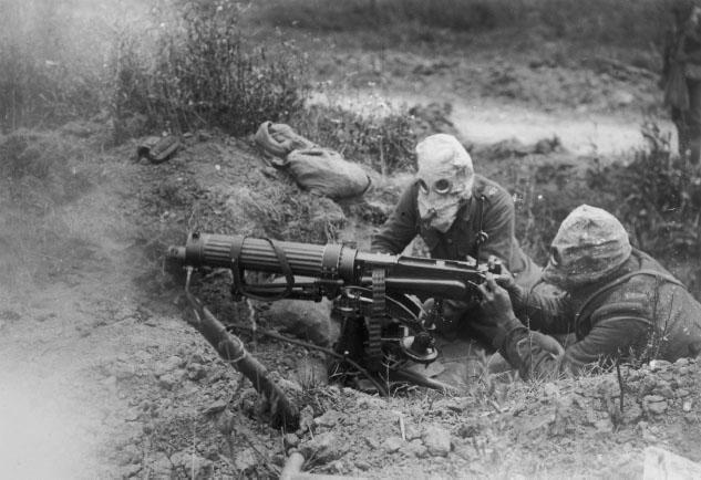 11 Vickers gunners in action on the Somme The gun is well dug in with its - photo 13