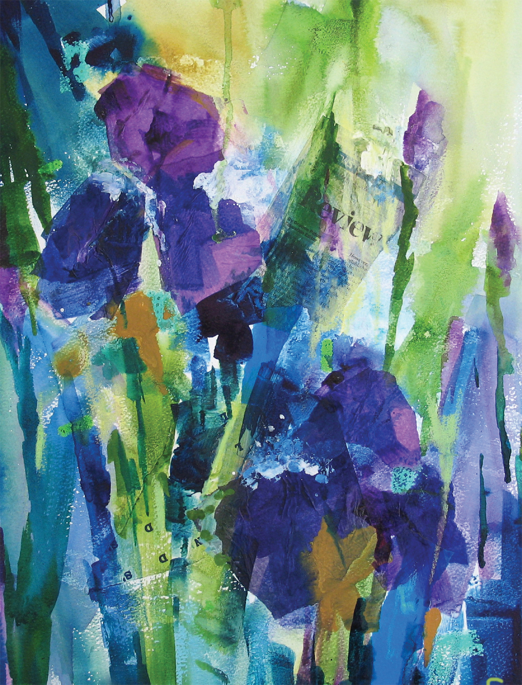 French Irises watercolour acrylic inks oil pastels and collage CHAPTER 1 - photo 5