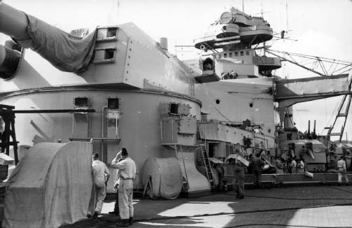 Bismarck Port side of B turret barbette during the final stages of fitting out - photo 6